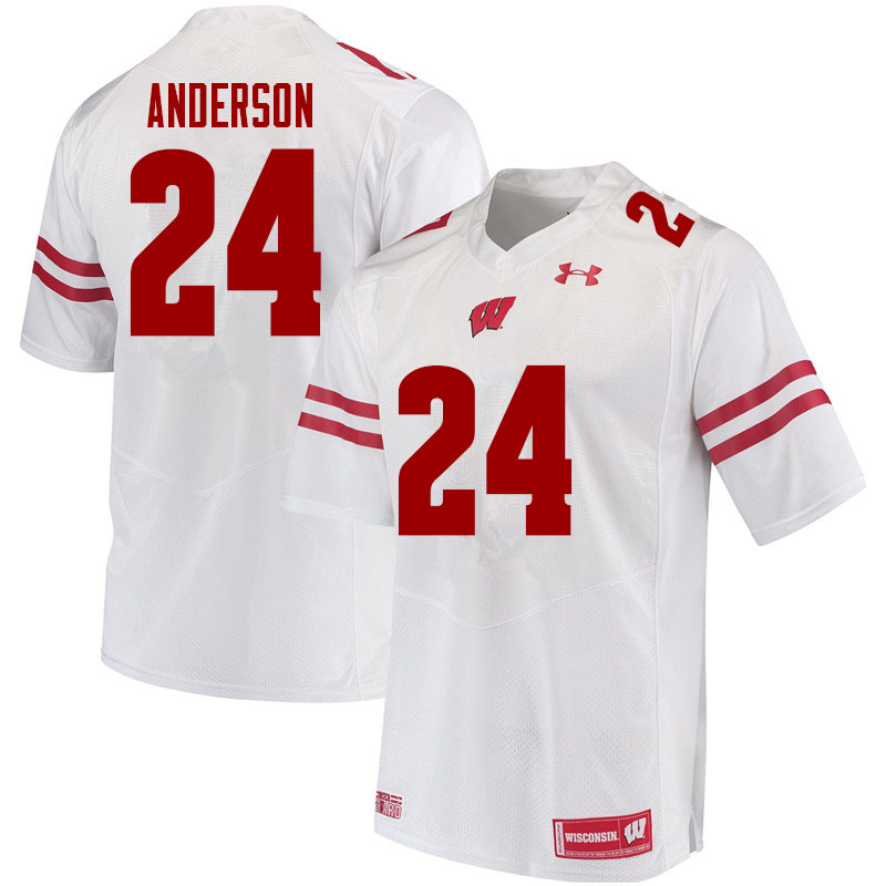 Men #24 Haakon Anderson Wisconsin Badgers College Football Jerseys Sale-White